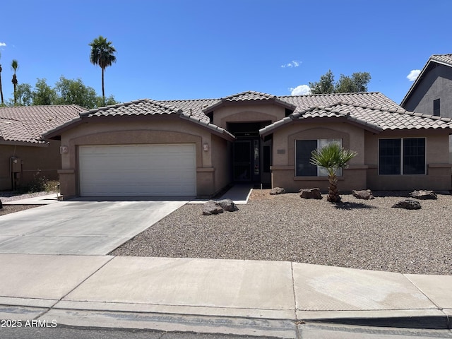 1314 S Larkspur St, Gilbert, AZ 85296 - ranch-style home featuring a garage, stucco siding, a tiled roof, and driveway