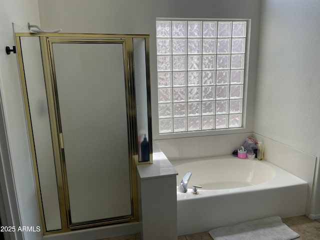 1314 S Larkspur St, Gilbert, AZ 85296 - bathroom featuring a garden tub and a shower stall