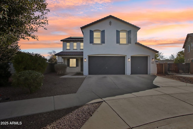 view of front of house with a garage