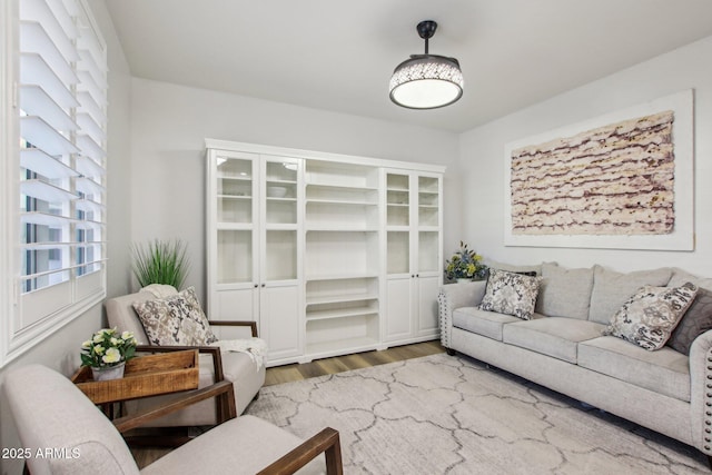 living room with hardwood / wood-style flooring