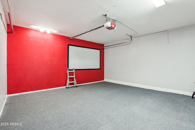 interior space with carpet and a textured ceiling