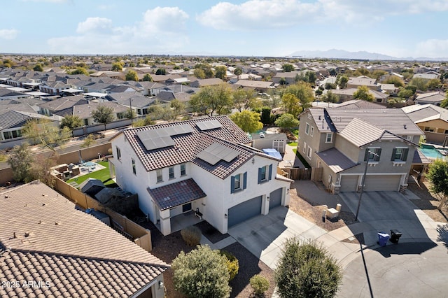 drone / aerial view featuring a mountain view