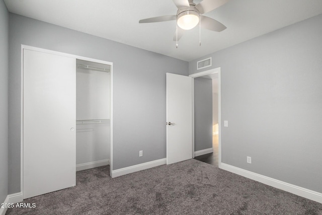 1055 E Ingram St, Mesa, AZ 85203 - unfurnished bedroom with carpet floors, a closet, and a ceiling fan