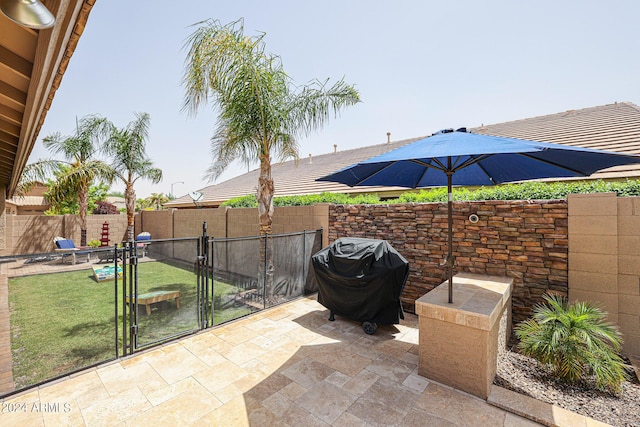 view of patio / terrace featuring a grill