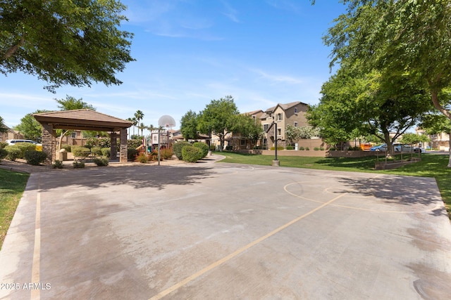 753 N Port Dr, Gilbert, AZ 85233 - view of basketball court with a gazebo, community basketball court, a residential view, and a yard