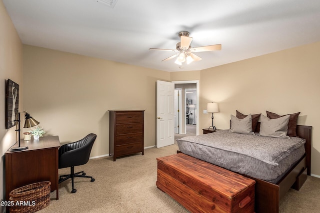 24916 N 80th Ln, Peoria, AZ 85383 - bedroom with light carpet, an office area, baseboards, and a ceiling fan