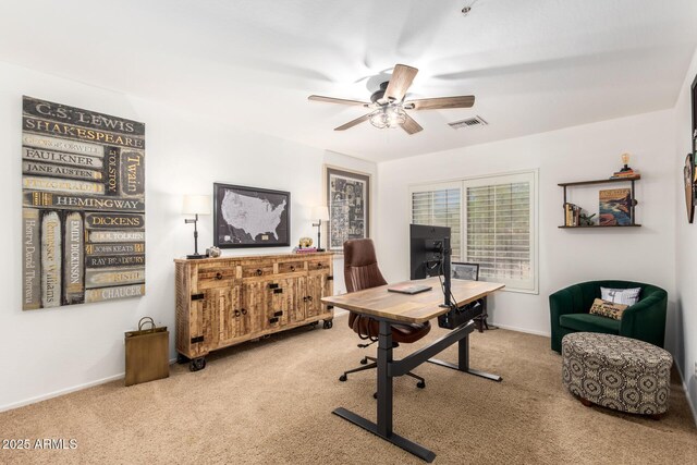 24916 N 80th Ln, Peoria, AZ 85383 - office area featuring carpet floors, ceiling fan, and baseboards