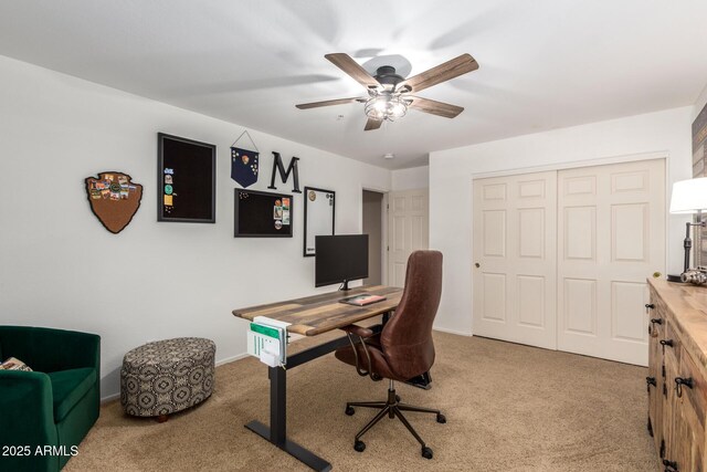 24916 N 80th Ln, Peoria, AZ 85383 - office area featuring light colored carpet, ceiling fan, and baseboards