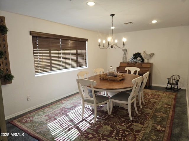 dining room with an inviting chandelier