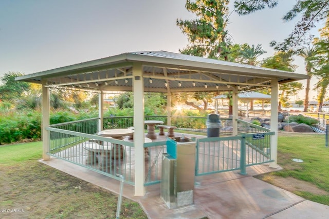 view of patio featuring a gazebo