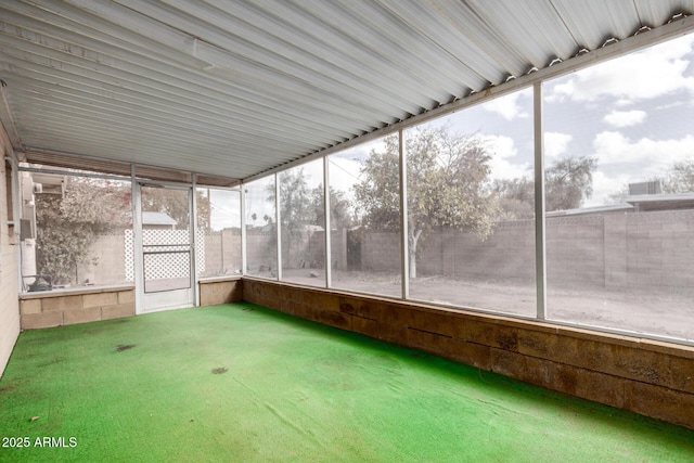 view of unfurnished sunroom