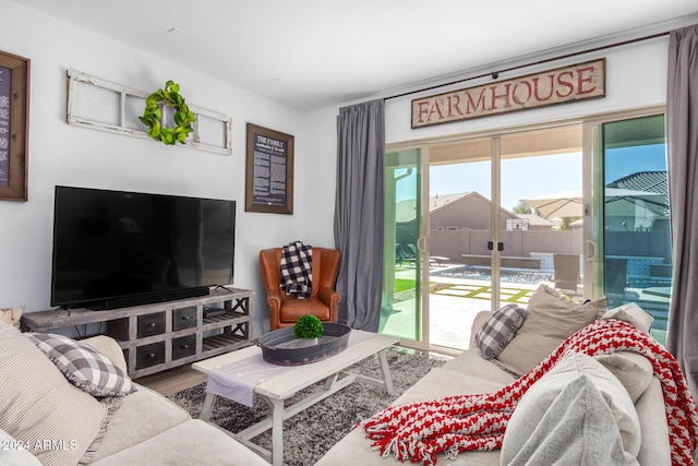 living room featuring hardwood / wood-style flooring