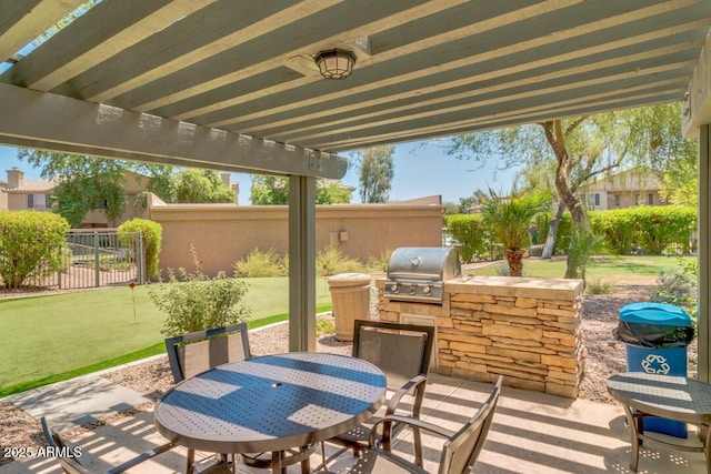 view of patio / terrace featuring grilling area and exterior kitchen