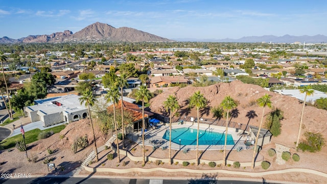 bird's eye view featuring a mountain view