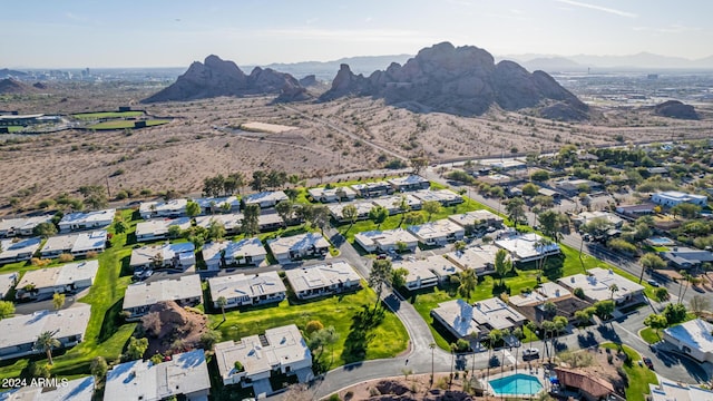 aerial view featuring a mountain view