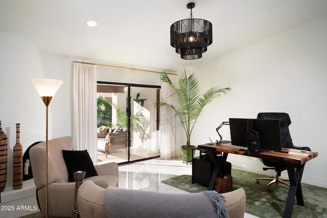 8332 E San Simon Dr, Scottsdale, AZ 85258 - home office featuring a notable chandelier