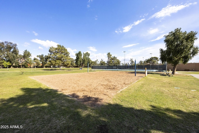 8332 E San Simon Dr, Scottsdale, AZ 85258 - surrounding community with fence, a yard, and volleyball court