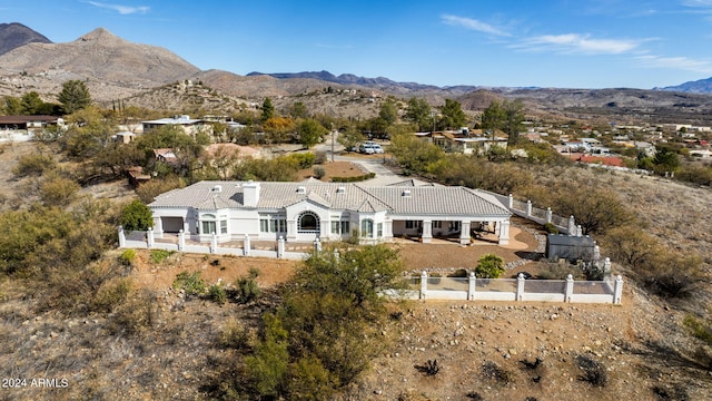 aerial view with a mountain view