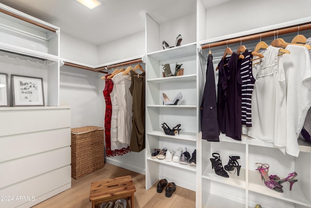 walk in closet featuring light wood-type flooring