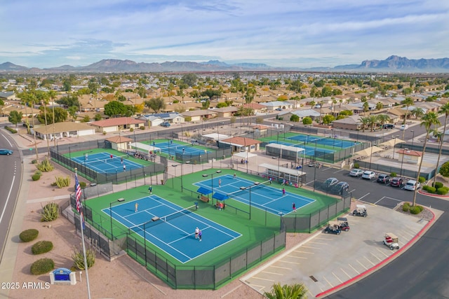 birds eye view of property featuring a residential view and a mountain view