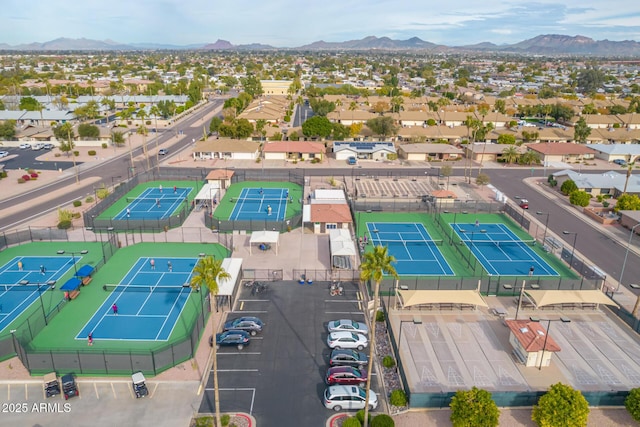 bird's eye view featuring a residential view and a mountain view