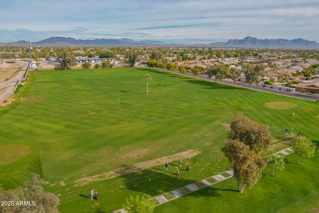 birds eye view of property featuring a residential view and a mountain view