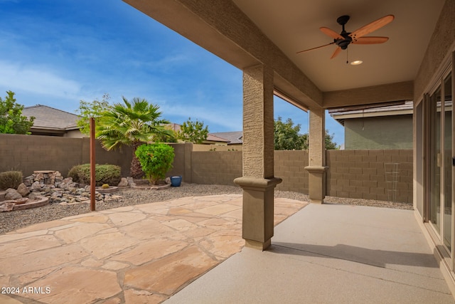 view of patio / terrace with ceiling fan