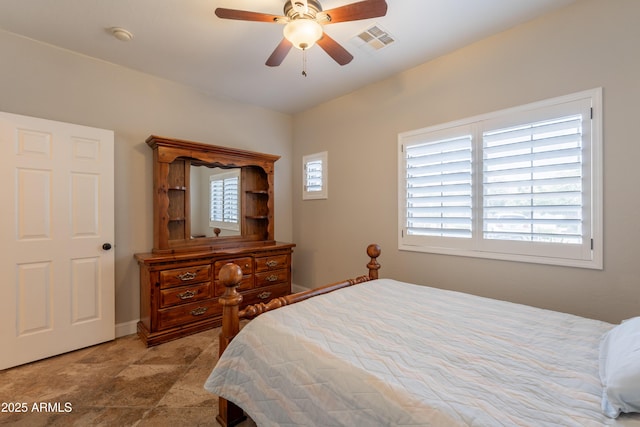 bedroom featuring ceiling fan