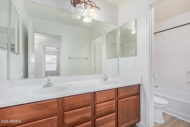 29900 N Maravilla Dr, San Tan Valley, AZ 85143 - bathroom with double vanity, toilet, shower / bathing tub combination, and a sink