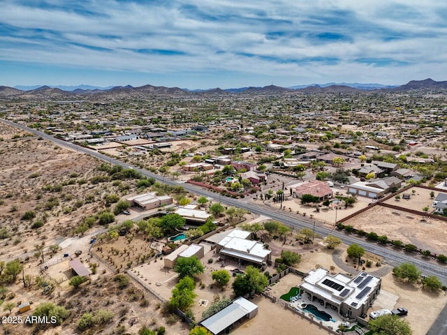 bird's eye view with a mountain view