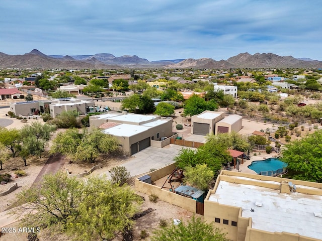 bird's eye view with a mountain view and a residential view