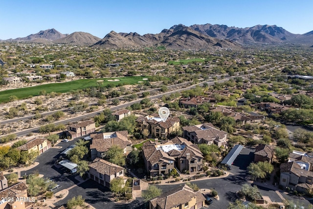 aerial view with a residential view and a mountain view