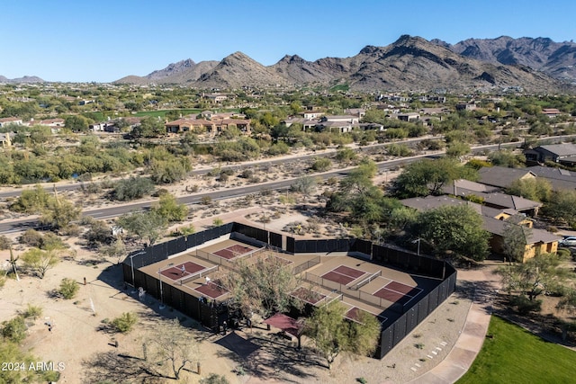 aerial view with a residential view and a mountain view