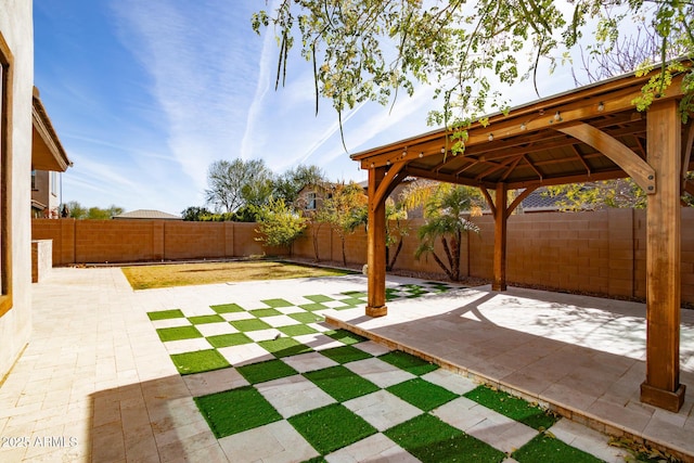 view of patio / terrace with a gazebo