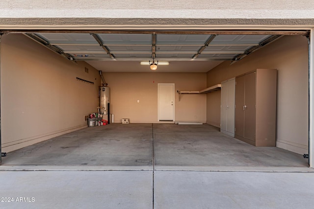 garage featuring water heater