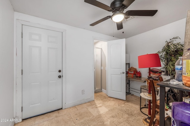 office area featuring ceiling fan