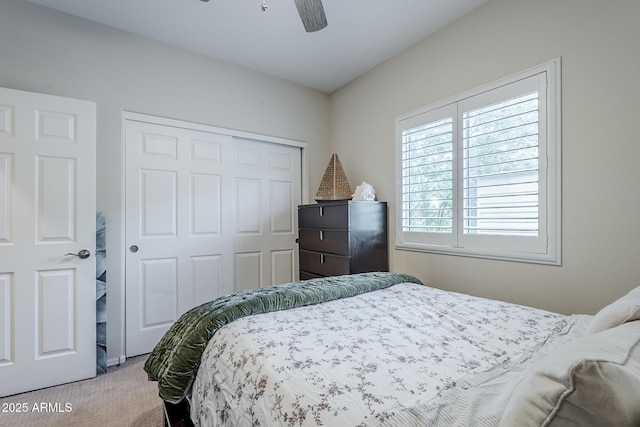 5759 W Saratoga Ct, Florence, AZ 85132 - bedroom featuring a closet, carpet floors, and a ceiling fan