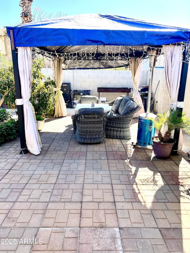 view of patio / terrace with a gazebo