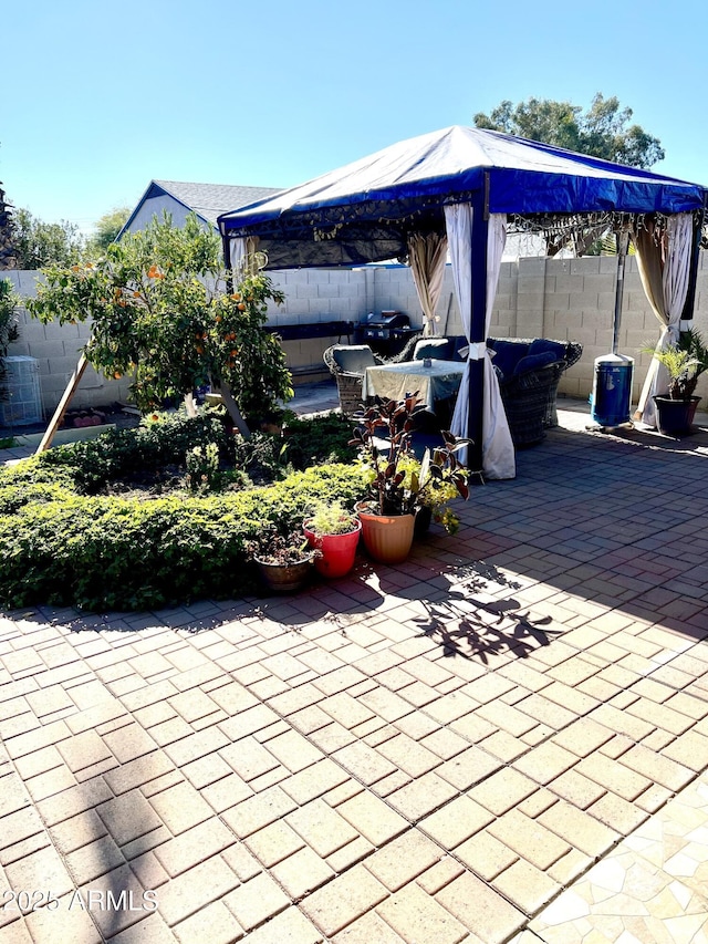 view of patio with a gazebo