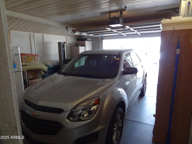 garage with a garage door opener