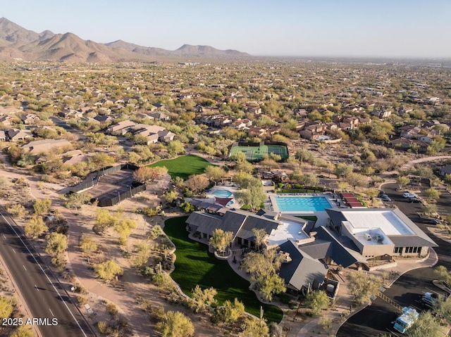 aerial view featuring a mountain view