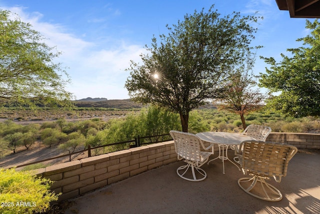 27610 W Gill Rd, Morristown, AZ 85342 - view of patio / terrace with outdoor dining space and a mountain view