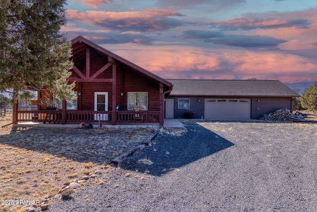 view of front of property with a garage