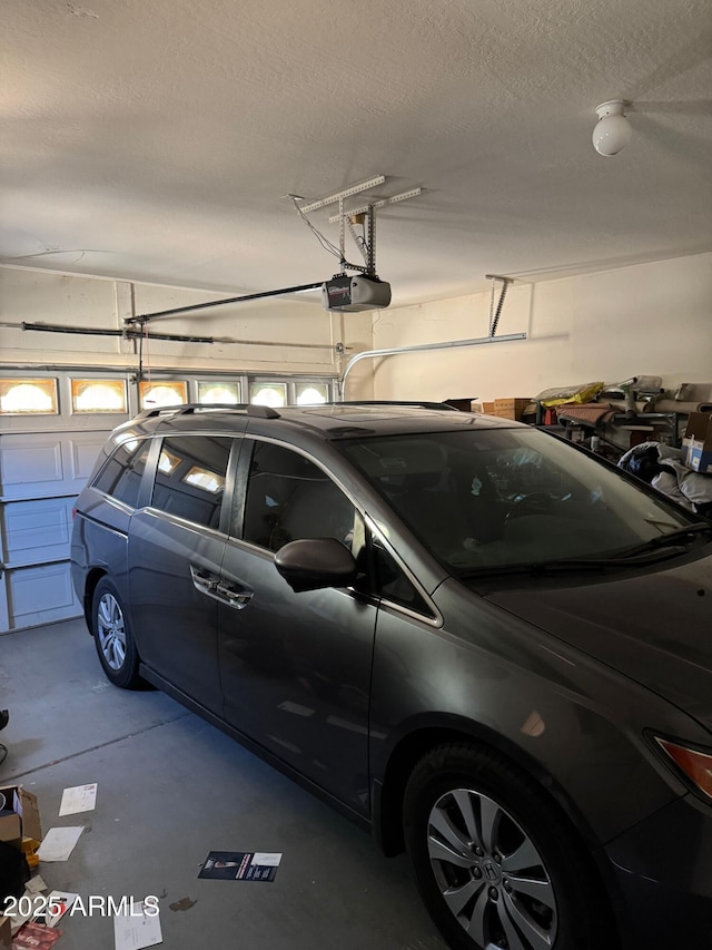 garage with a garage door opener