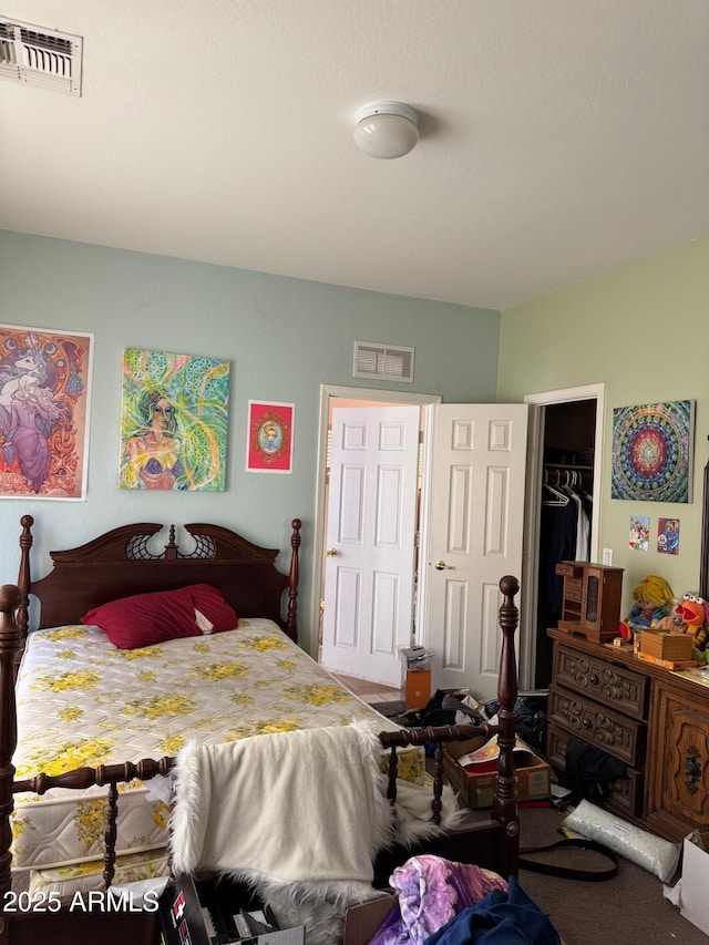 carpeted bedroom with a closet