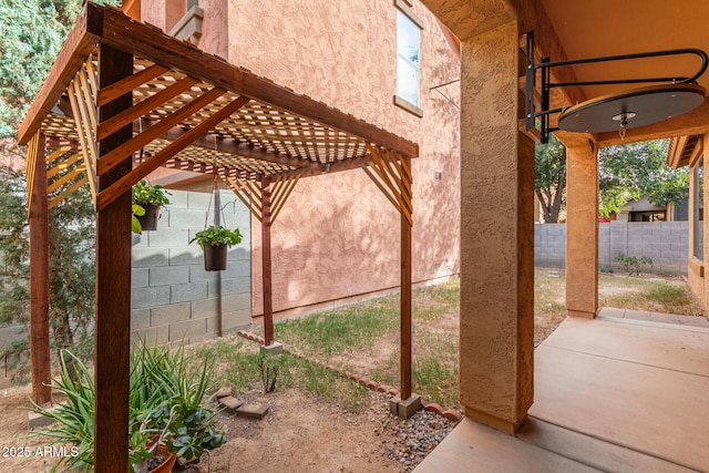 view of patio / terrace featuring a pergola