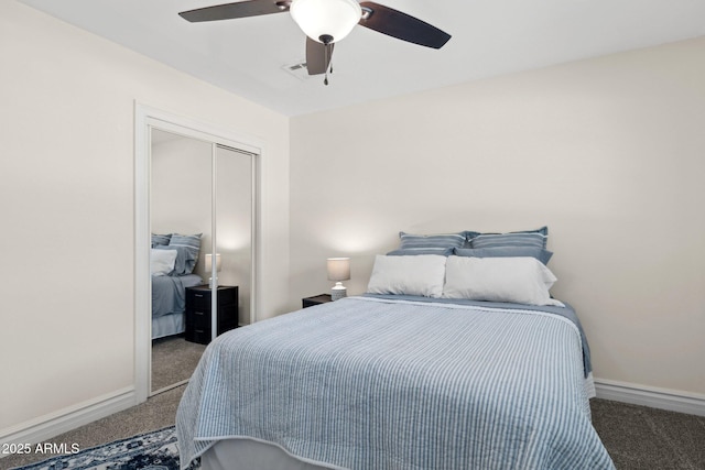 7042 N 13th St, Phoenix, AZ 85020 - carpeted bedroom with a ceiling fan, baseboards, and a closet