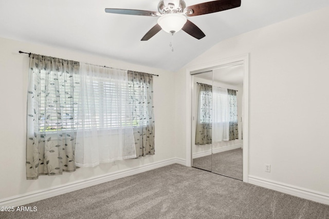 7042 N 13th St, Phoenix, AZ 85020 - carpeted spare room featuring baseboards, a ceiling fan, and lofted ceiling