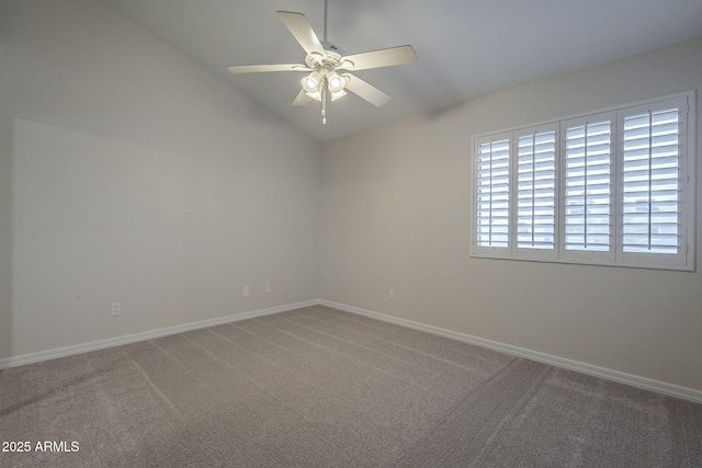 10101 N 91st Ave Unit 111, Peoria, AZ 85345 - unfurnished room with lofted ceiling, carpet floors, a ceiling fan, and baseboards