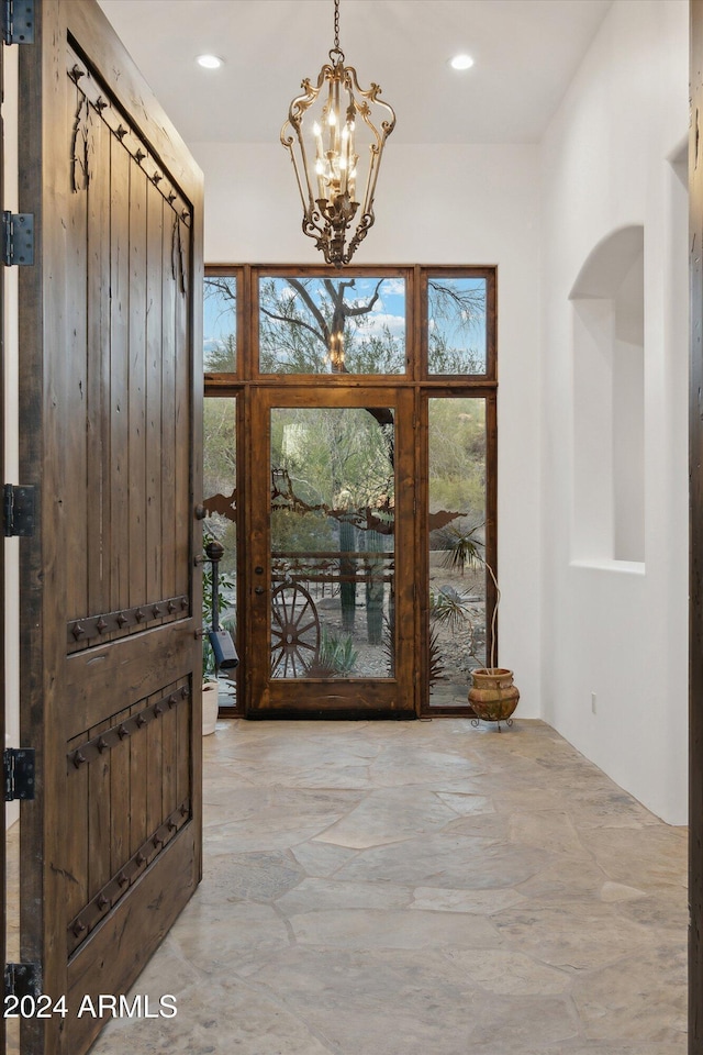36600 N 50th St, Cave Creek, AZ 85331 - entryway featuring a chandelier and recessed lighting